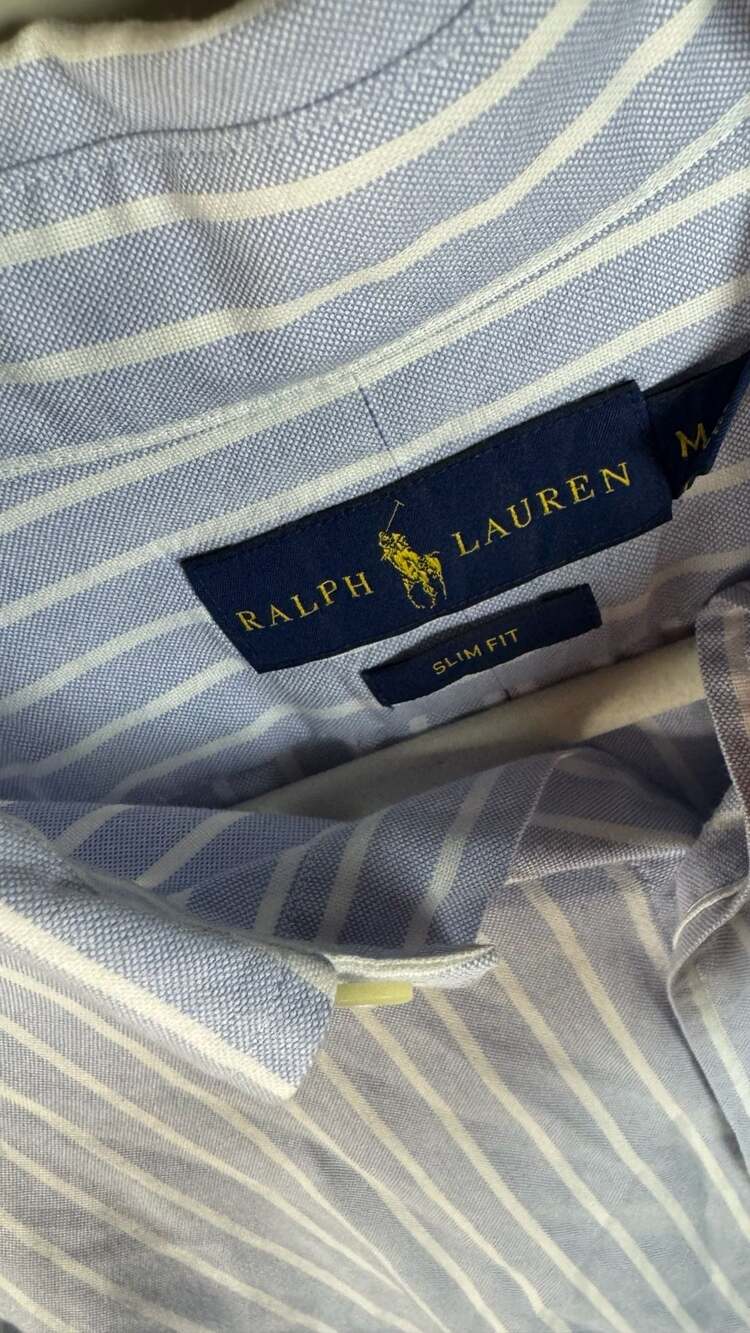 Ralph Lauren Slim Fit Blue And White Striped Button Down Shirt - Picture 5 of 9